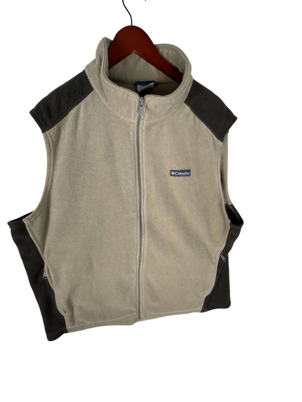 Columbia Fleece Vest Womens 3X Beige Steens Mountain Hiking Sportswear Full Zip